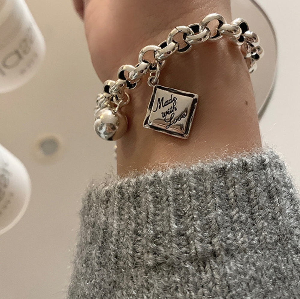 Sterling silver MADE WITH LOVE bracelet